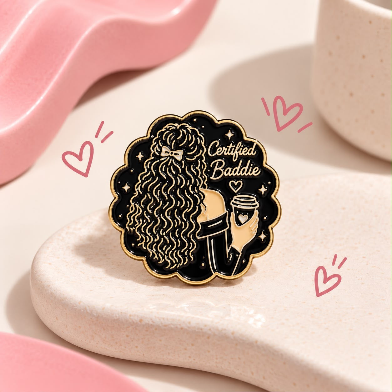 Curly Metal Enamel Lapel Pins