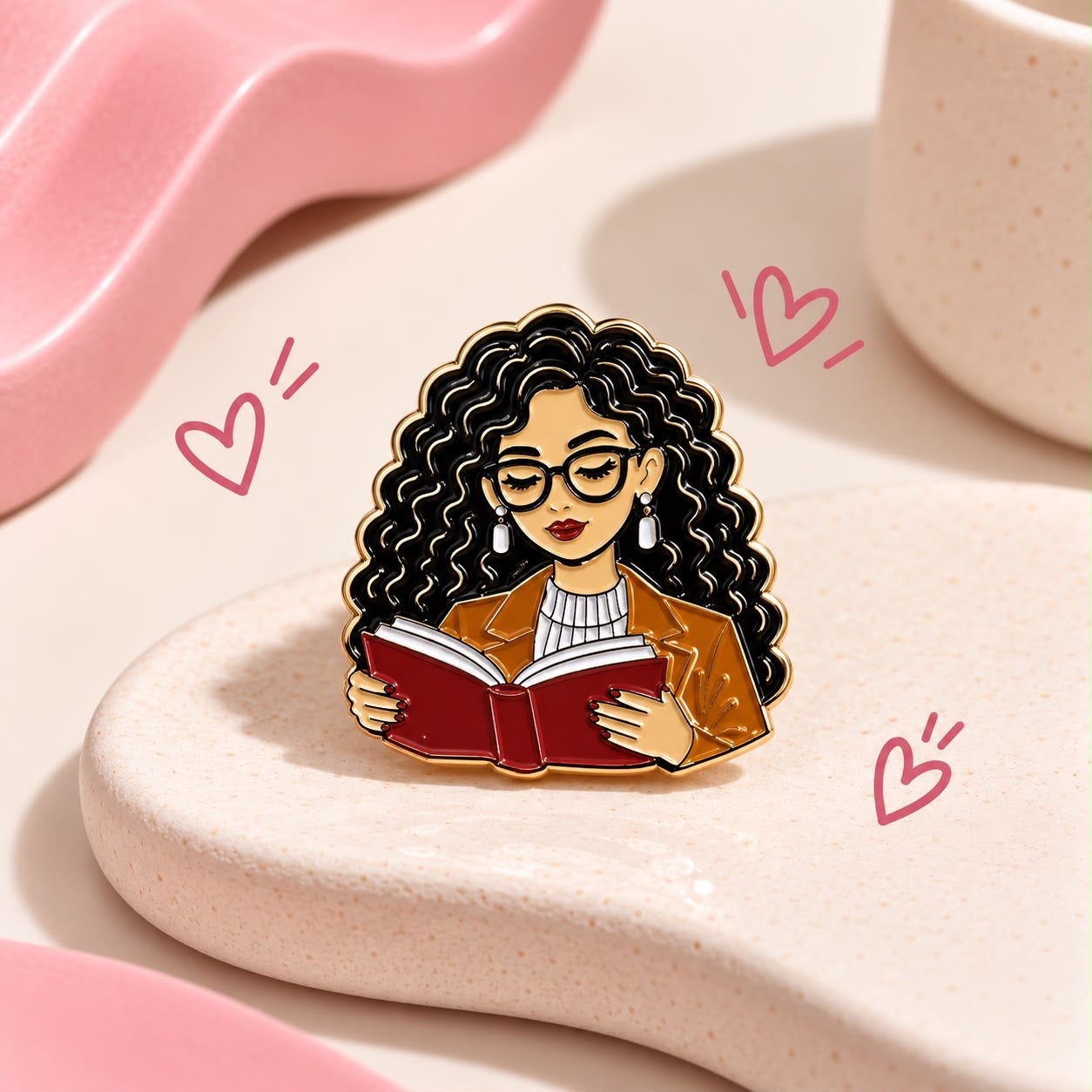 Curly Metal Enamel Lapel Pins