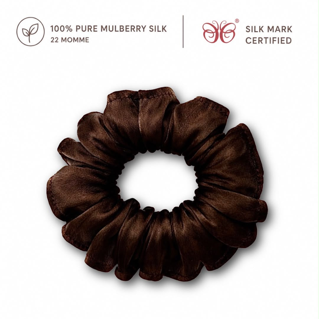 Curly Pineapple Scrunchie Mulberry Silk  | 22 Momme | Charmeuse Weave | Silk Mark Certified