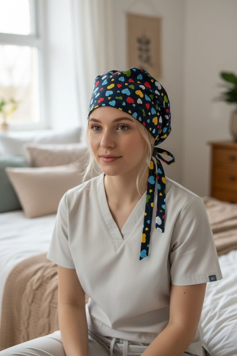 Person wearing a Satin Lined Head Wrap