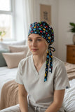 Person wearing a Satin Lined Head Wrap