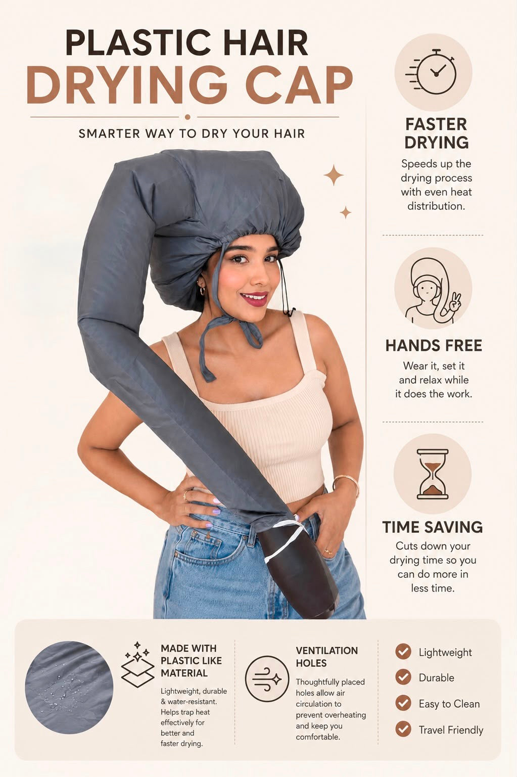 Diffuser Cap - Bonnet Dryer Diffuser Hood - With Pouch - Hair Love India