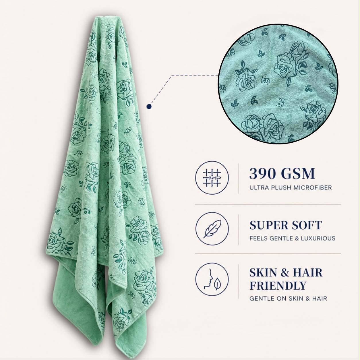 Microfiber Towel Bath Towel 55″ by 28″ One Side Printed One Side Solid Color (Microfibre)