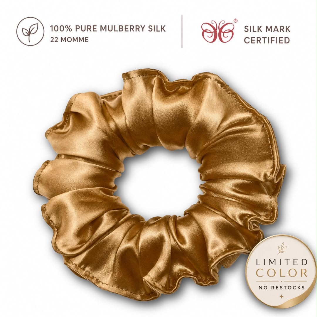 Mulberry Silk Scrunchies | 22 Momme | Charmeuse Weave | Silk Mark Certified