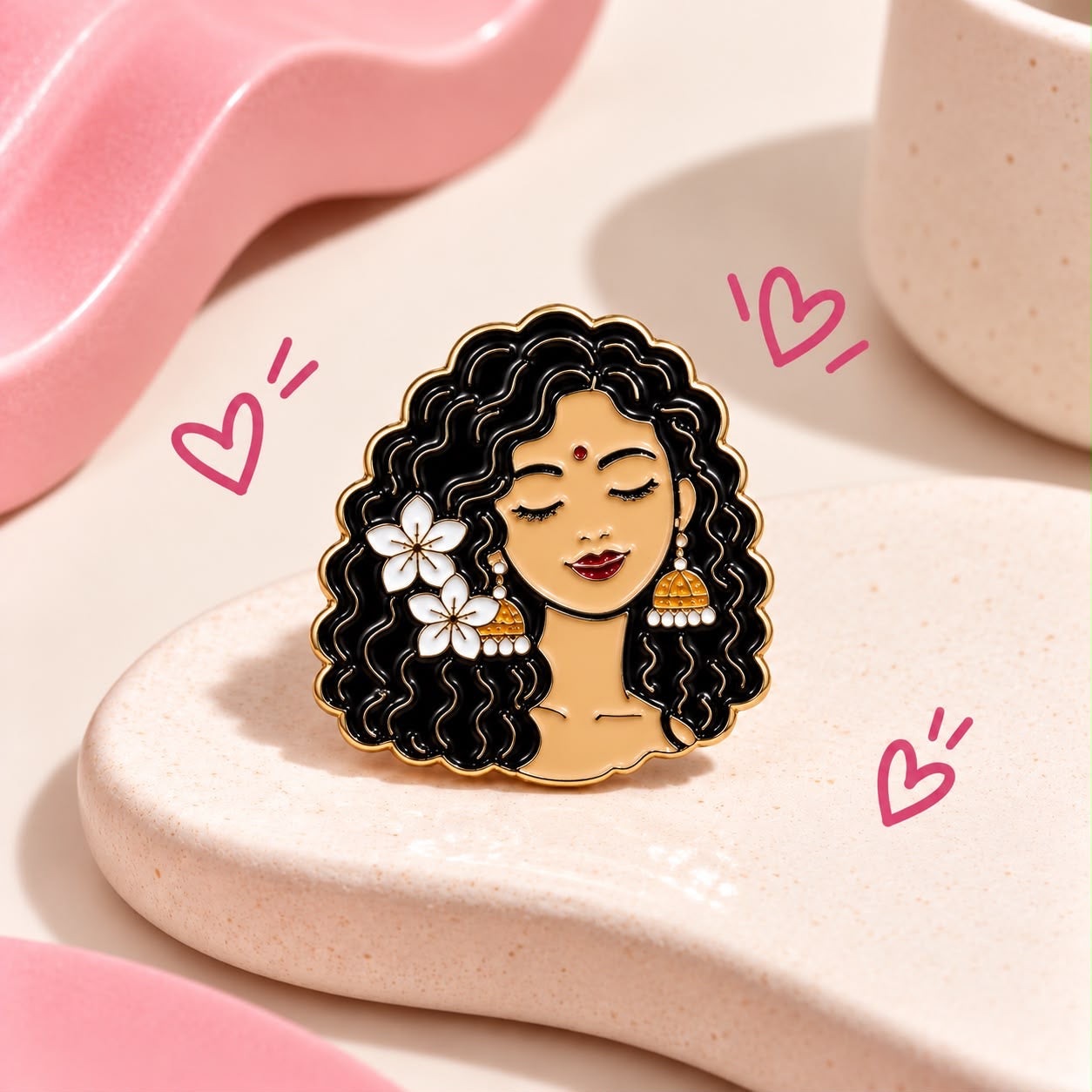 Curly Metal Enamel Lapel Pins