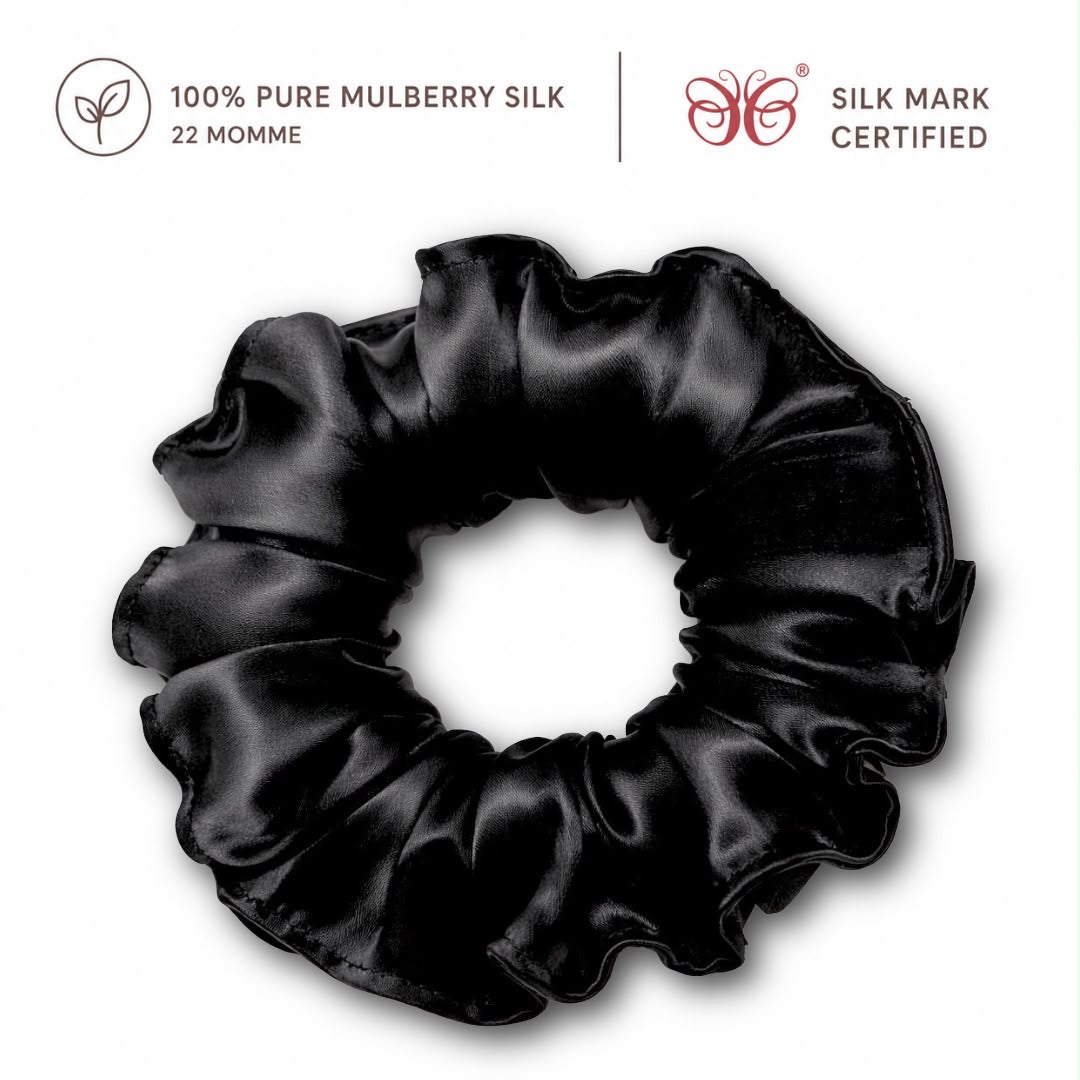 Mulberry Silk Scrunchies | 22 Momme | Charmeuse Weave | Silk Mark Certified