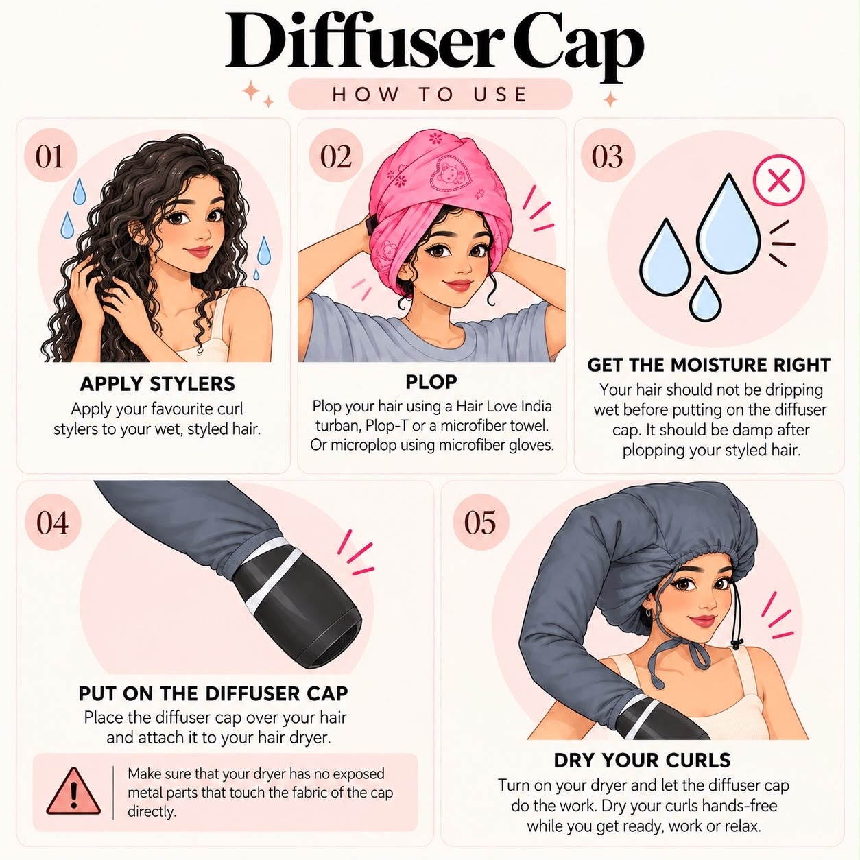 Diffuser Cap - Bonnet Dryer Diffuser Hood - With Pouch