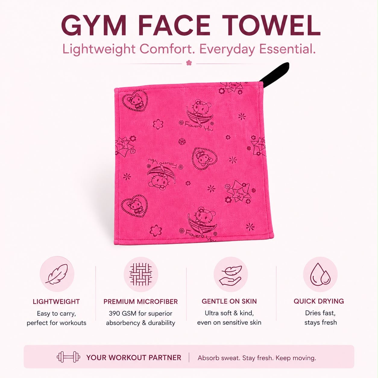 Gym Face Towel Microfiber - Hair Love India