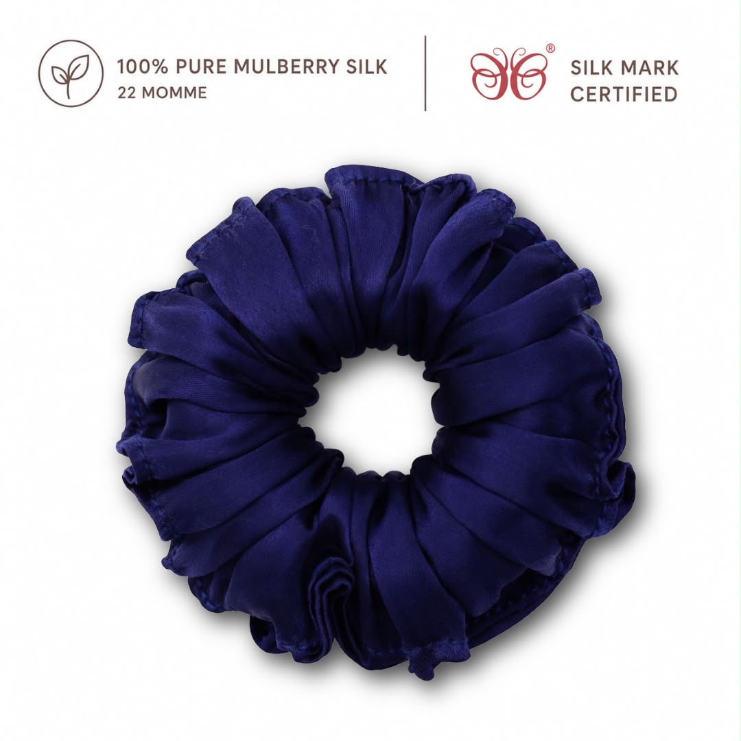 Curly Pineapple Scrunchie Mulberry Silk  | 22 Momme | Charmeuse Weave | Silk Mark Certified