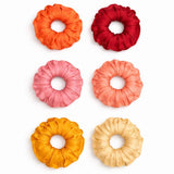 Set of 6 colorful satin scrunchies