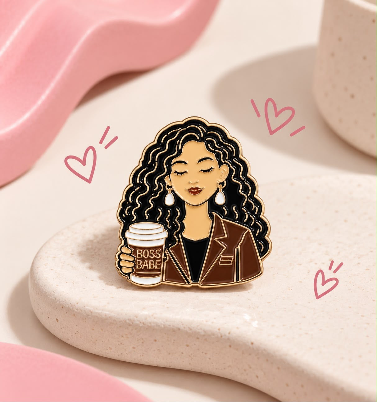 Curly Metal Enamel Lapel Pins