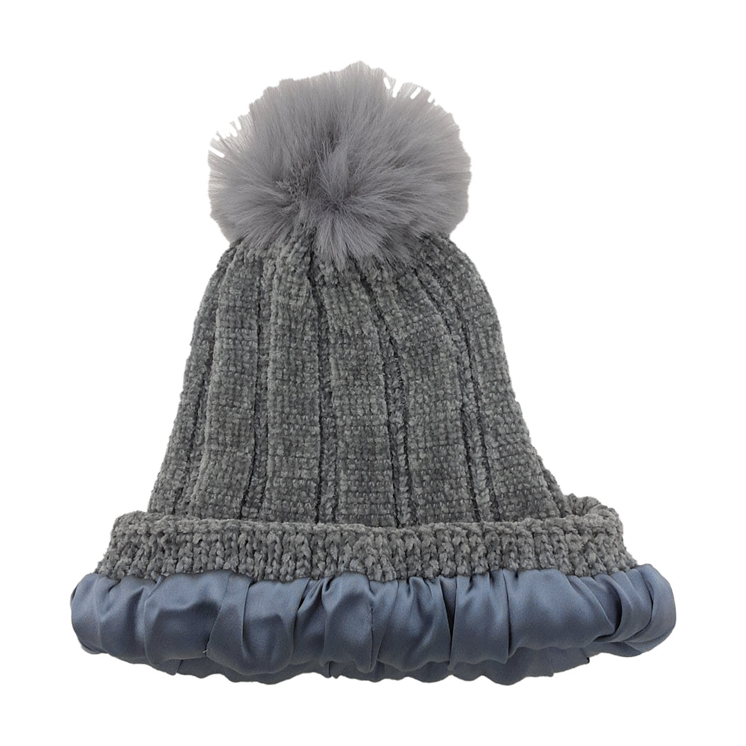 Velvet Wool Pom Pom Beanies Lined With Satin - Winter Caps - Hair Love India