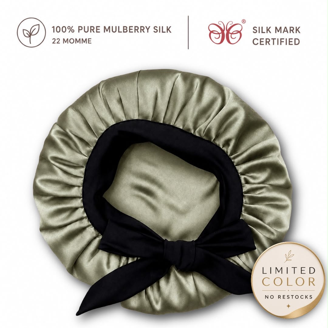 Mulberry Silk Bonnet  | 22 Momme | Charmeuse Weave | Silk Mark Certified