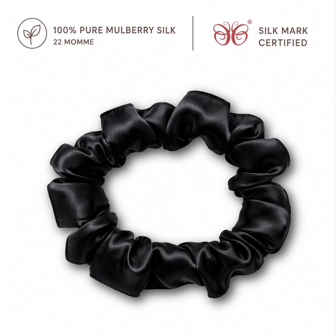 Mulberry Silk Scrunchies | 22 Momme | Charmeuse Weave | Silk Mark Certified
