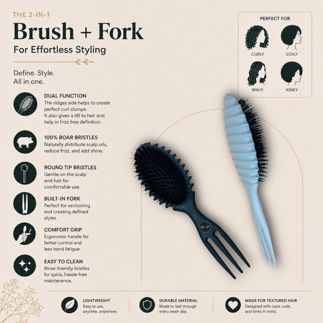 Side Ridge Curly Hair Brush with Built-In Sectioning Tail- Curl Comb