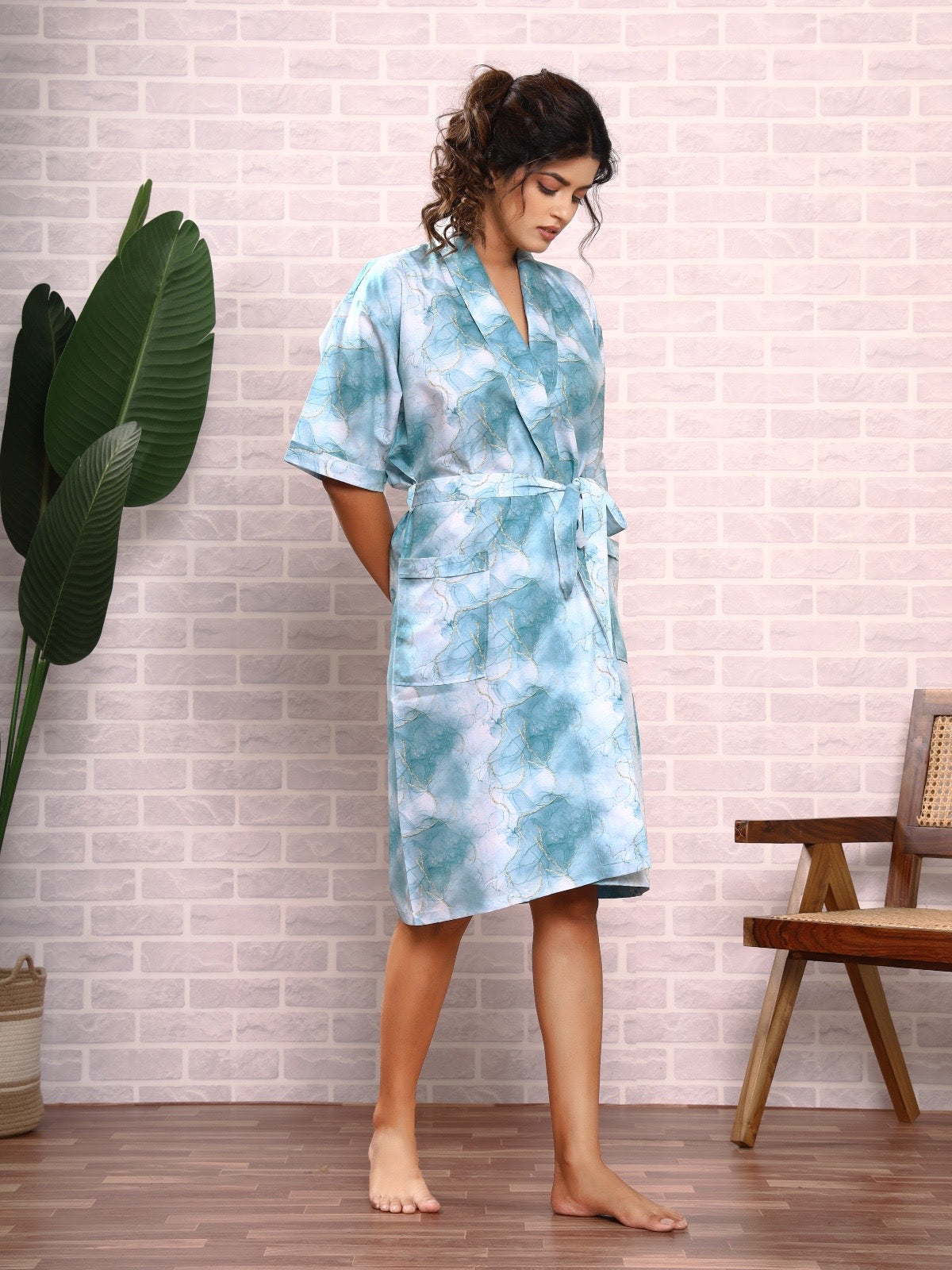 Printed Crepe Satin Kaftan & Oversized Robes - Hair Love India