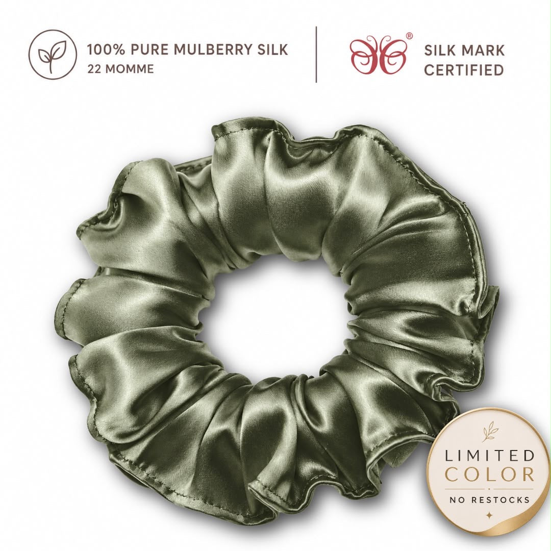 Mulberry Silk Scrunchies | 22 Momme | Charmeuse Weave | Silk Mark Certified