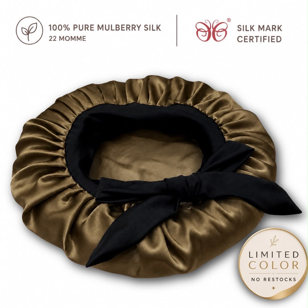 Mulberry Silk Bonnet  | 22 Momme | Charmeuse Weave | Silk Mark Certified