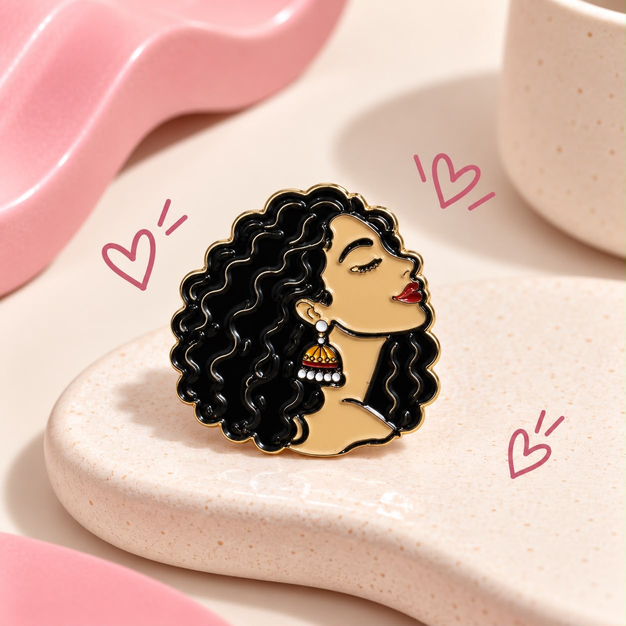 Curly Metal Enamel Lapel Pins