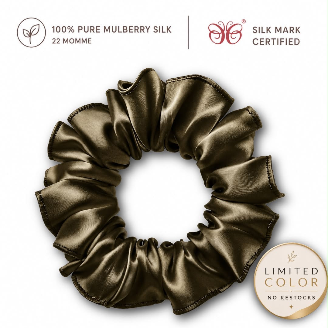 Mulberry Silk Scrunchies | 22 Momme | Charmeuse Weave | Silk Mark Certified