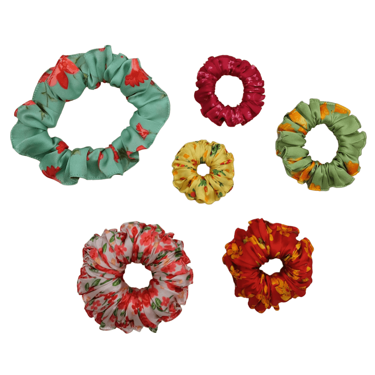 All Sizes Mix Printed Satin Scrunchies (Assorted Random Print Only) - Hair Love India