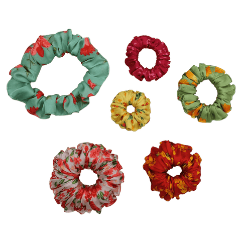 All Sizes Mix Printed Satin Scrunchies (Assorted Random Print Only) - Hair Love India