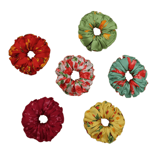 Curly Pineapple Scrunchie Printed Satin – Random Print - Hair Love India
