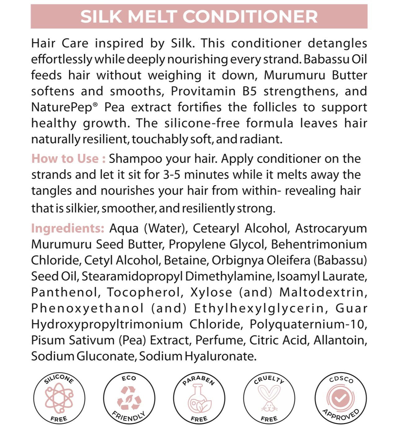 Silicone-free conditioner for curly hair in India with Babassu Oil and Murumuru Butter.