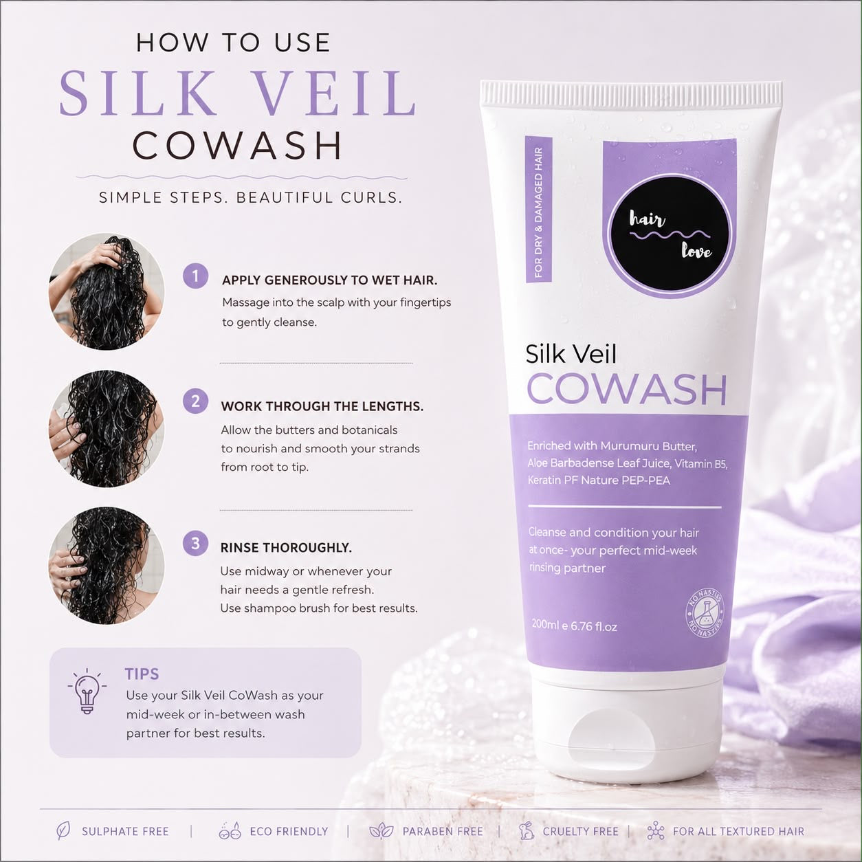 Curly hair co-wash in India for gentle cleansing, hydration and healthier curls.