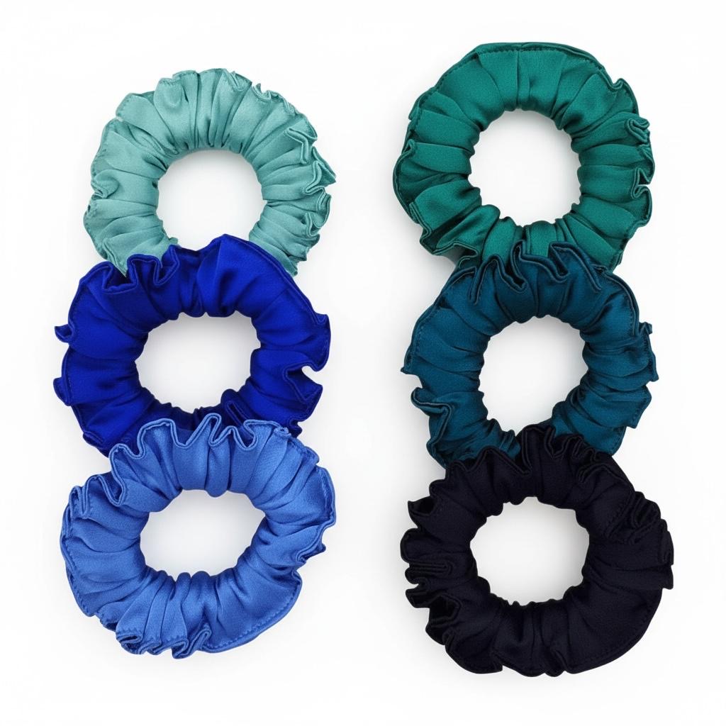 Designer satin scrunchie set in vibrant solid shades