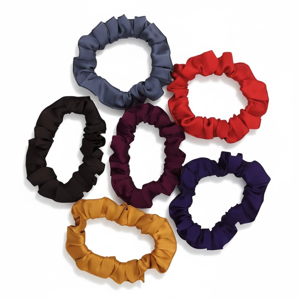 Handcrafted silk satin scrunchie with elegant soft gathers