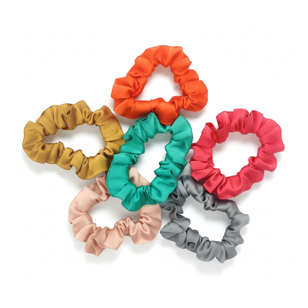 Premium oversized satin scrunchie in warm neutral shade