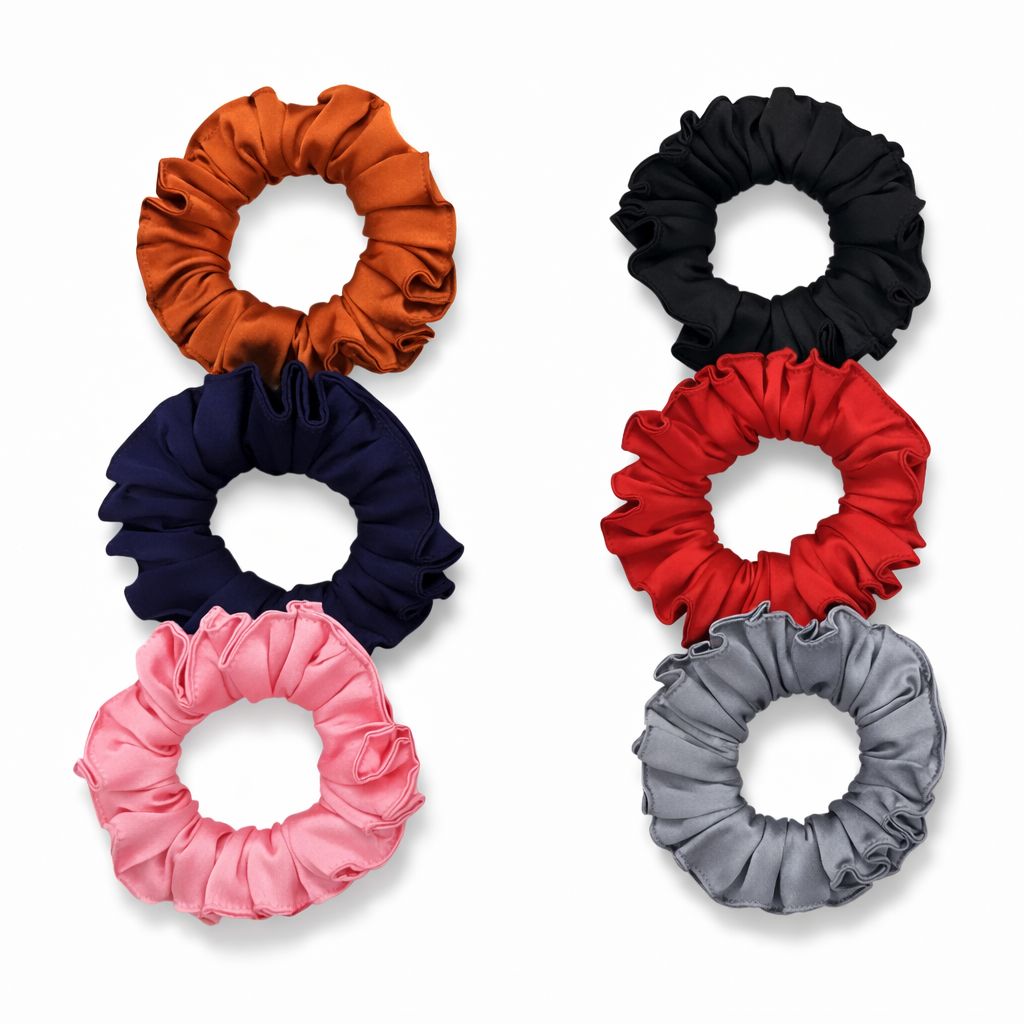 Premium silk satin hair scrunchies anti-frizz and anti-breakage