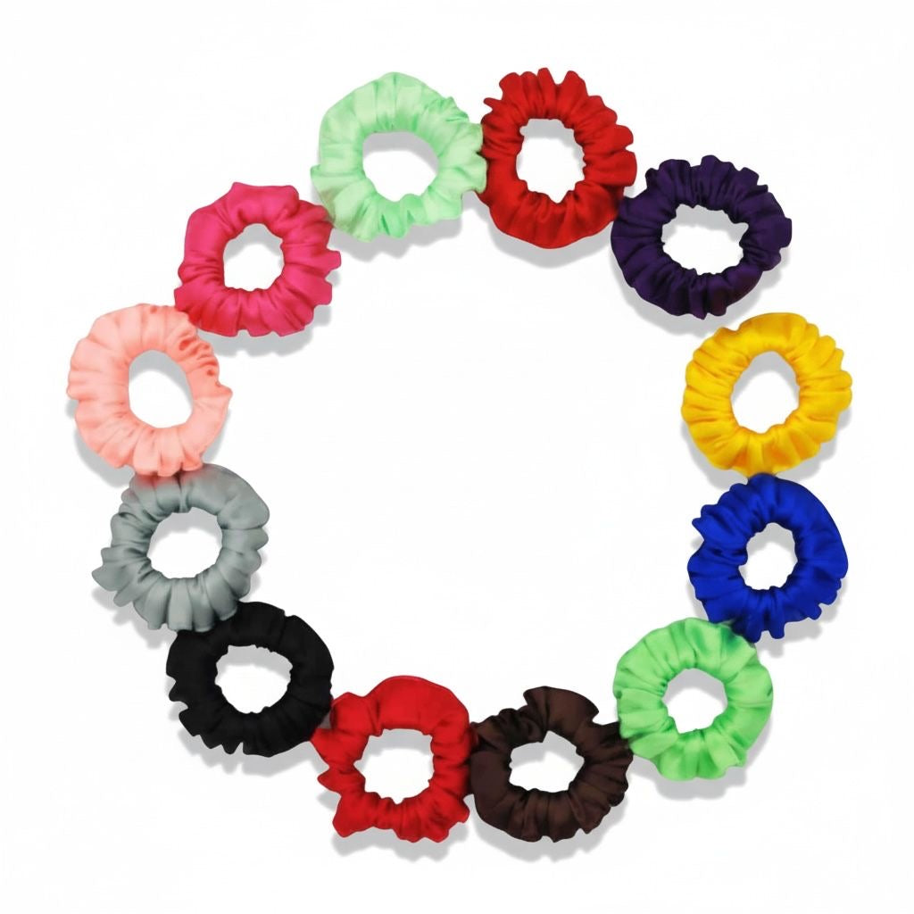 Rich silk satin scrunchies for night and day wear