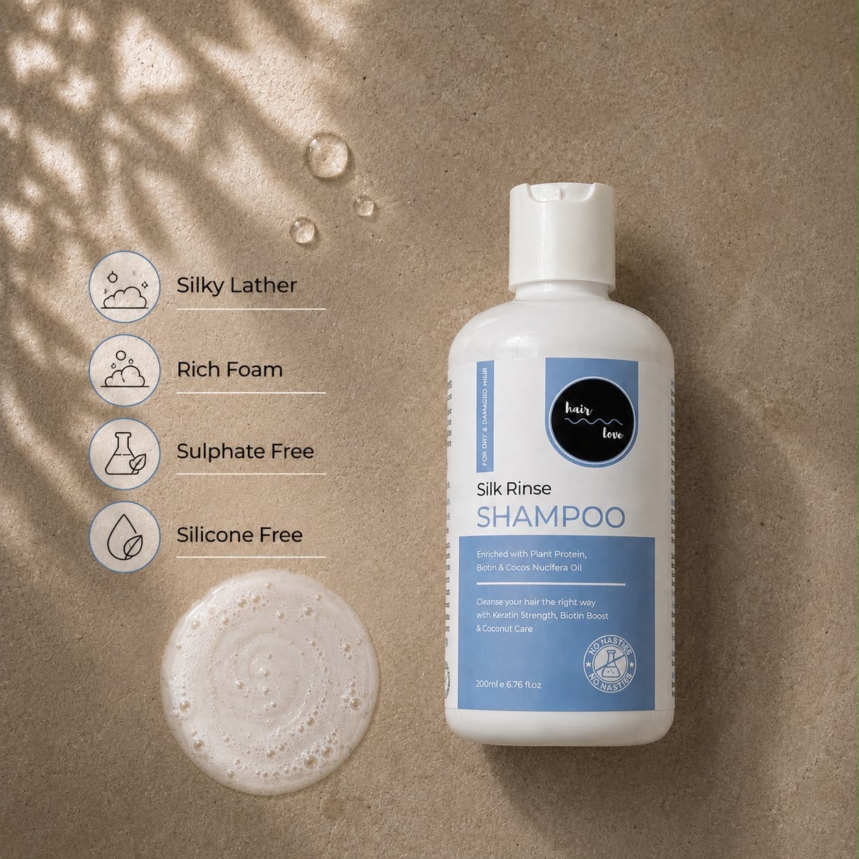 Shampoo for dry and damaged hair in India with gentle cleansing and nourishing ingredients.