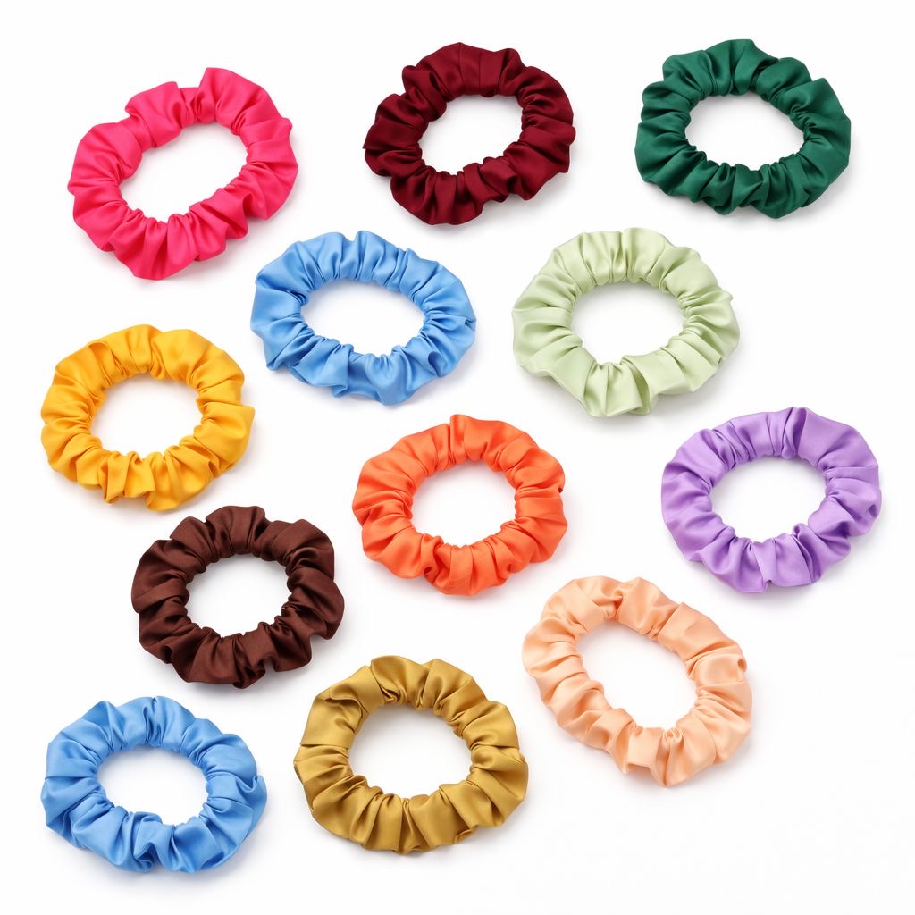 Silk satin scrunchie crafted for healthy hair styling