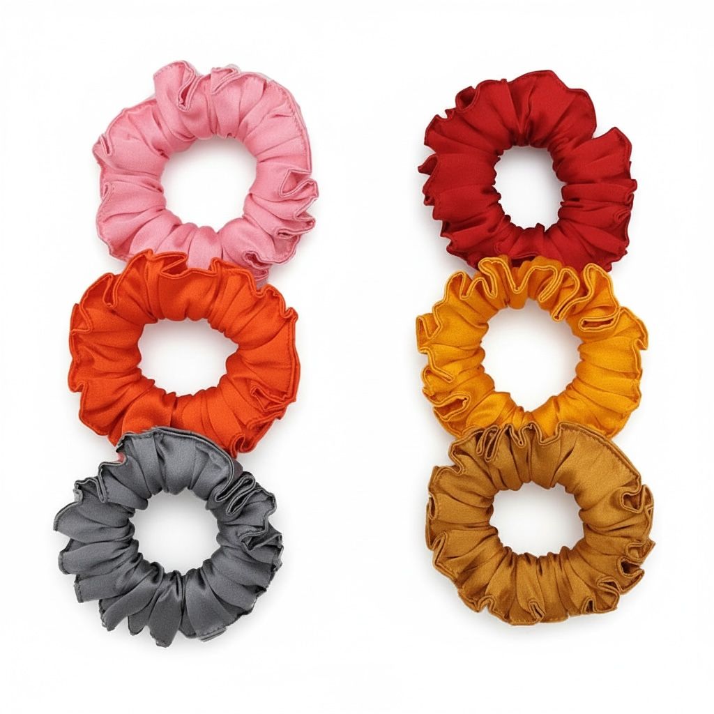 Soft glossy satin scrunchie for thick and thin hair