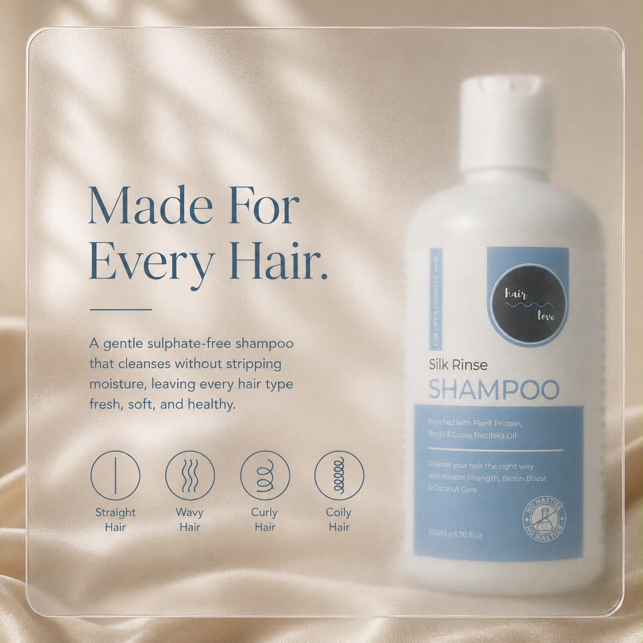 Sulfate-free shampoo in India for dry, frizzy and curly hair.