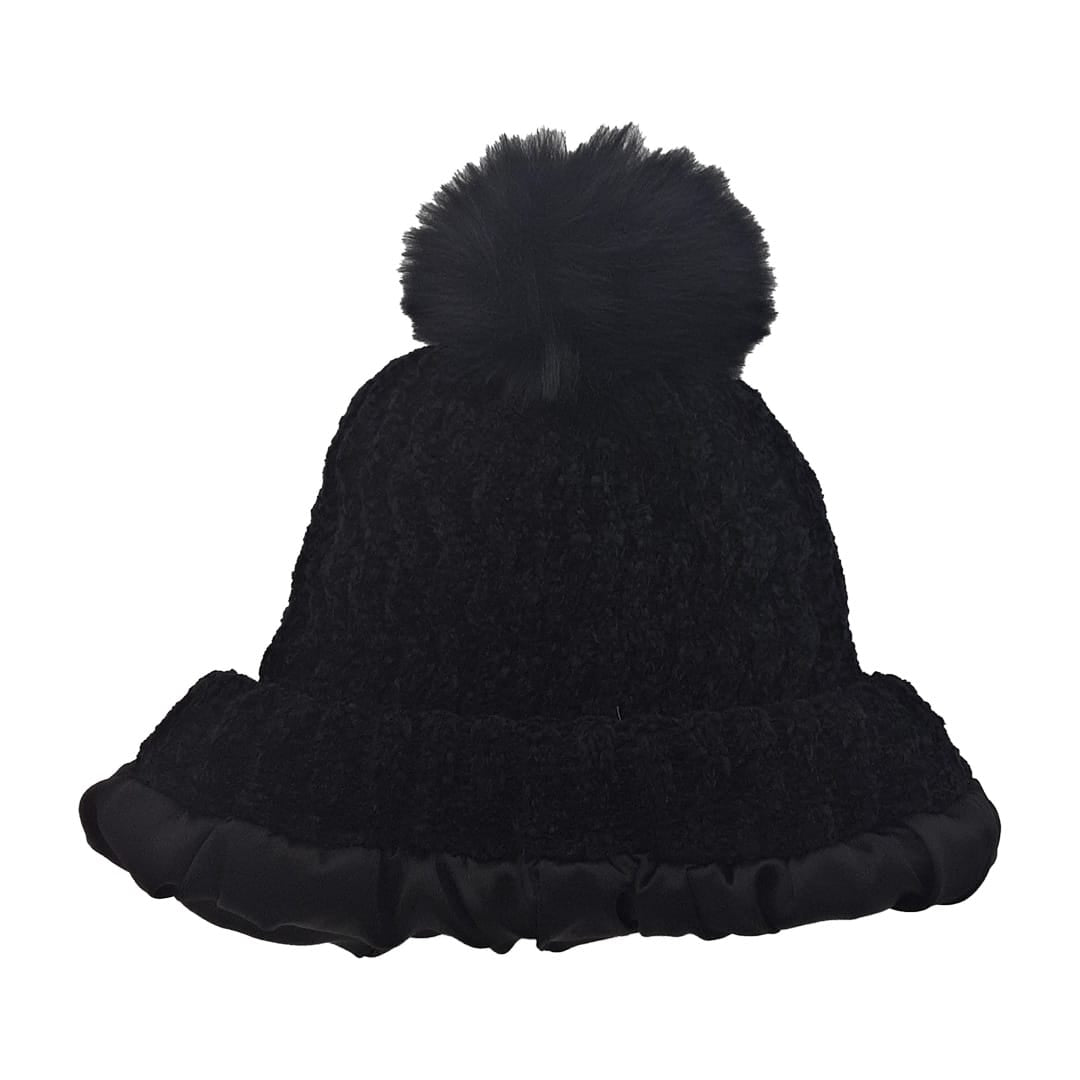 Velvet Wool Pom Pom Beanies Lined With Satin - Winter Caps - Hair Love India
