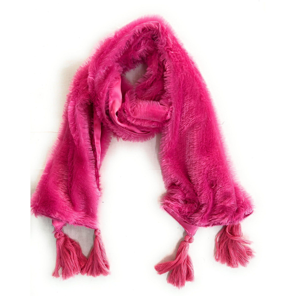 One Side Fur One Side Satin Scarf – With Tassels - Hair Love India
