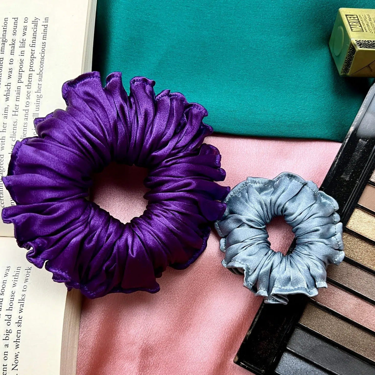 Curly Pineapple Scrunchie Silk (22 Momme Mulberry Silk in Charmeuse Weave) Hair Love India
