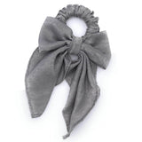 Ribbon Bow Scrunchie- Velvet Satin - Hair Love India