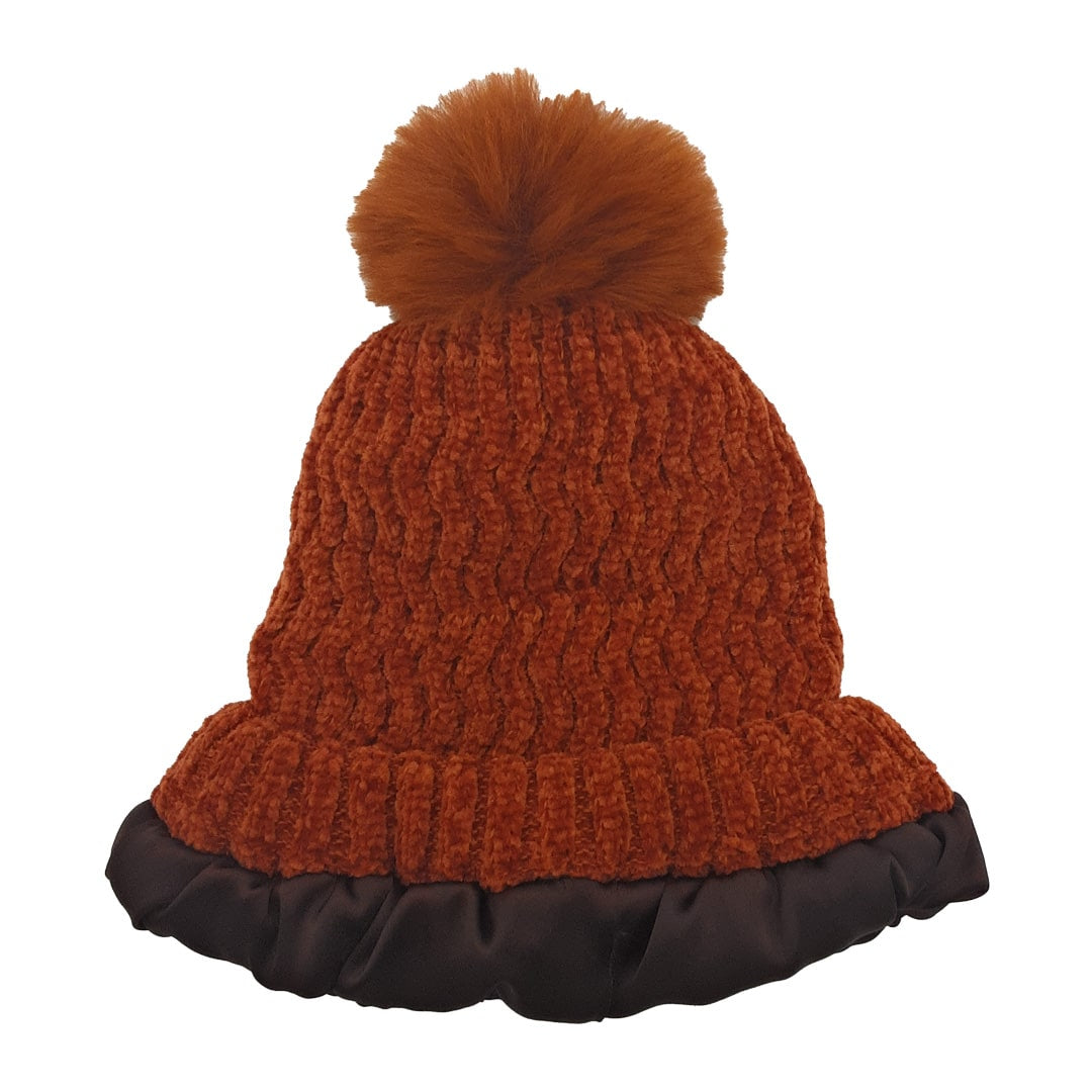 Velvet Wool Pom Pom Beanies Lined With Satin - Winter Caps - Hair Love India
