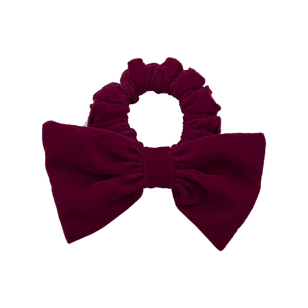 Velvet Silk Lycra Scrunchie With Bow - Hair Love India
