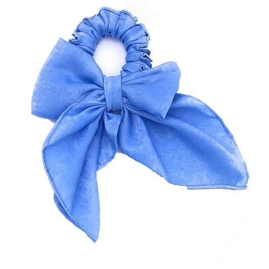 Ribbon Bow Scrunchie- Velvet Satin - Hair Love India