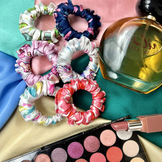 Ponytail Printed Satin Scrunchies - Hair Love India