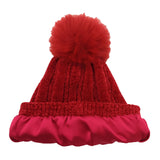 Velvet Wool Pom Pom Beanies Lined With Satin - Winter Caps - Hair Love India